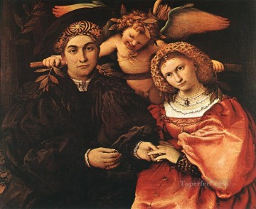 ロレンツォ・ロット Painting - メッサー マルシリオとその妻 1523年 ルネサンス ロレンツォ・ロット
